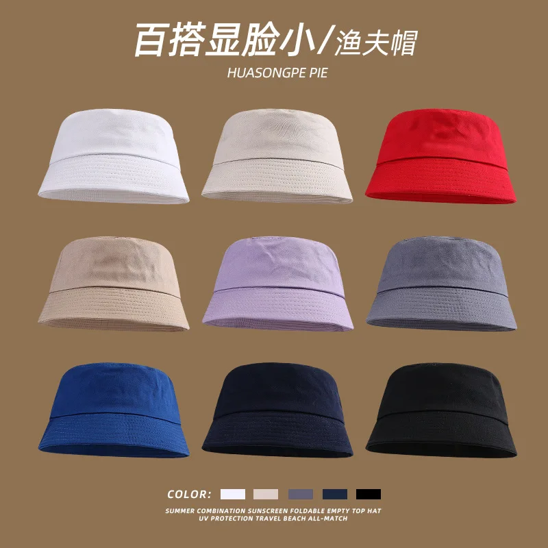 

Spring and Summer All-Match Face-Looking Small Bucket Hat Women's Solid Color Outdoor Sun Protection Trendy Artistic Casual Coup