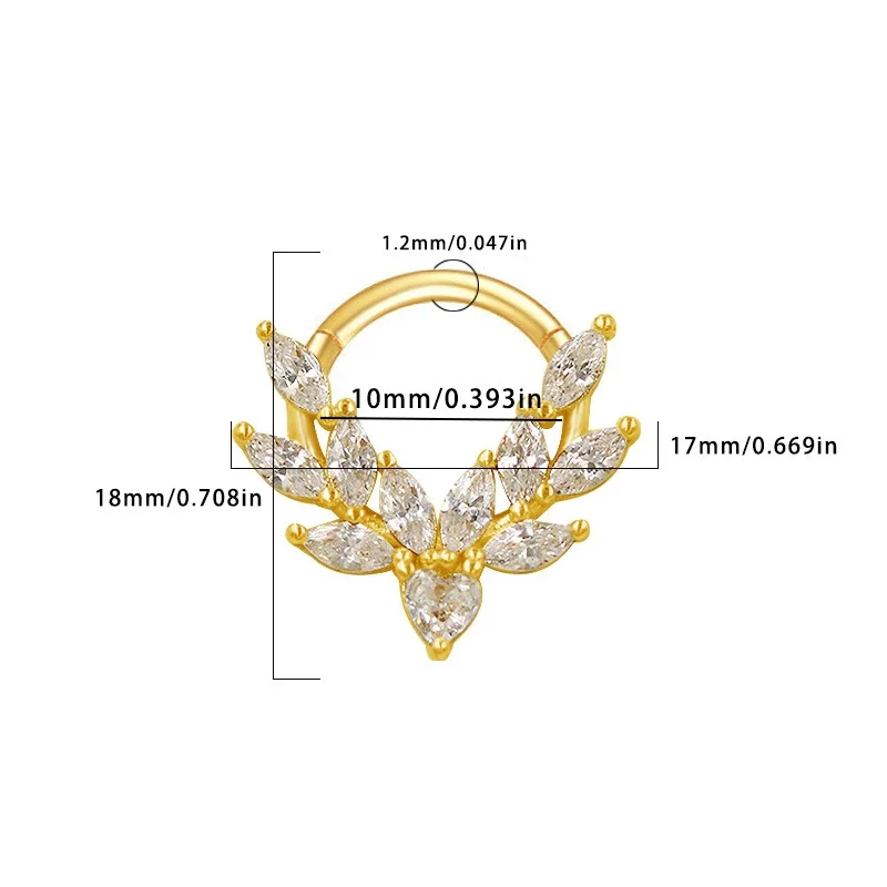Fashion Silver Gold Color Heart Snake Stainless Steel Nose Ring for Women Septum Cartilage Tragus Nose Piercing Body Jewelry