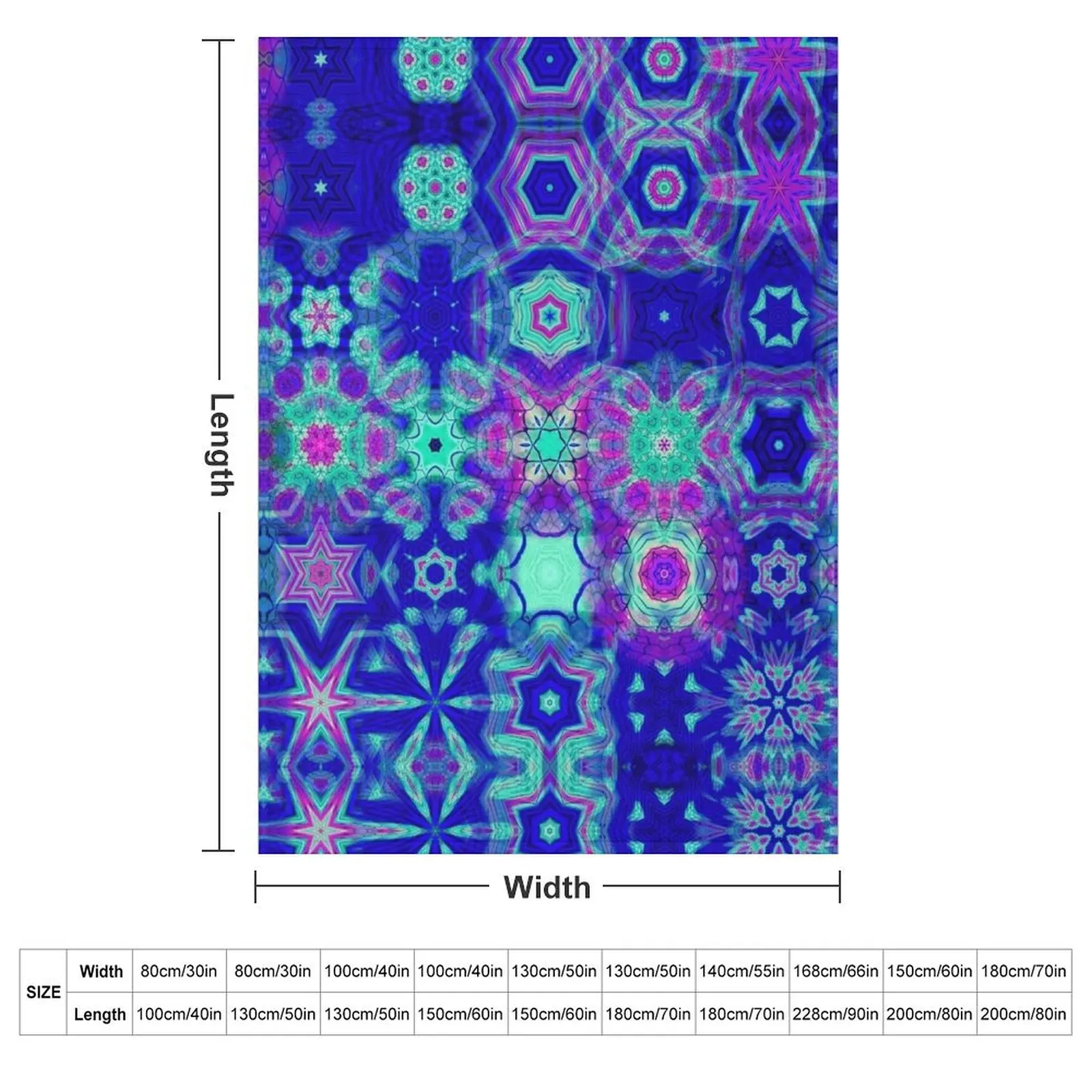 Luminescent Psychedelic Vibrant Colorful Vivid Tie-Dye Mandala Collage Throw Blanket