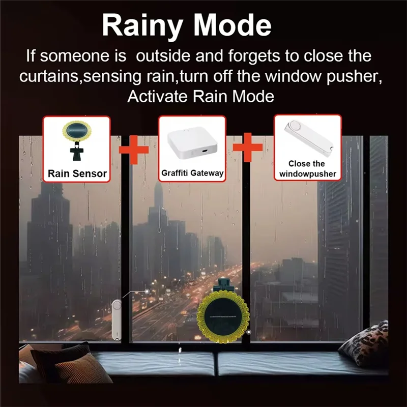 Tuya สมาร์ท Zigbee Rain Sensor พร้อมเครื่องตรวจจับแสงพลังงานแสงอาทิตย์กลางแจ้งกันน้ํา Rain Detector รีโมทคอนโทรล 2 ชิ้น