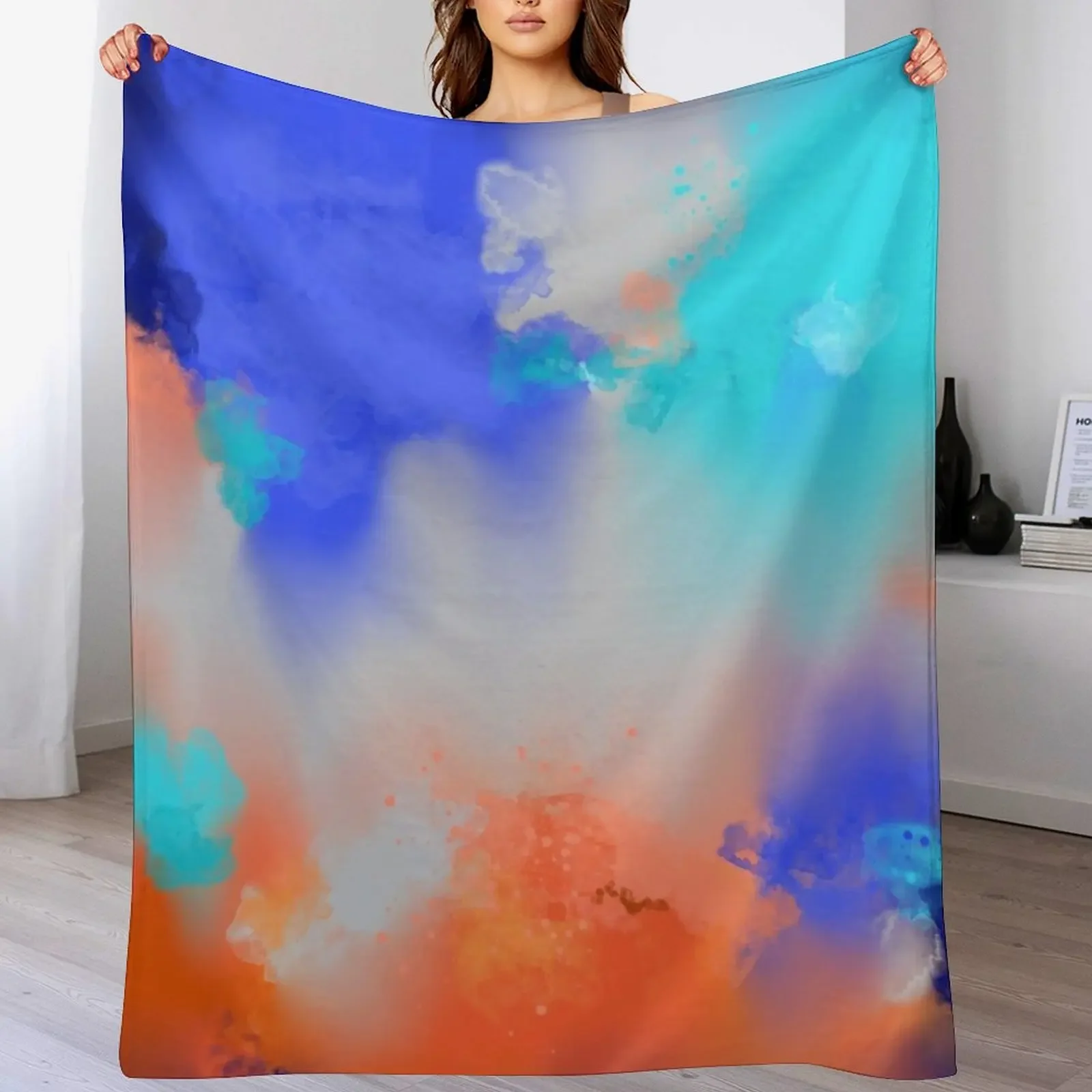 

Blue and Orange Abstract At A Glance Throw Blanket blankets ands Furry Quilt Bed Blankets