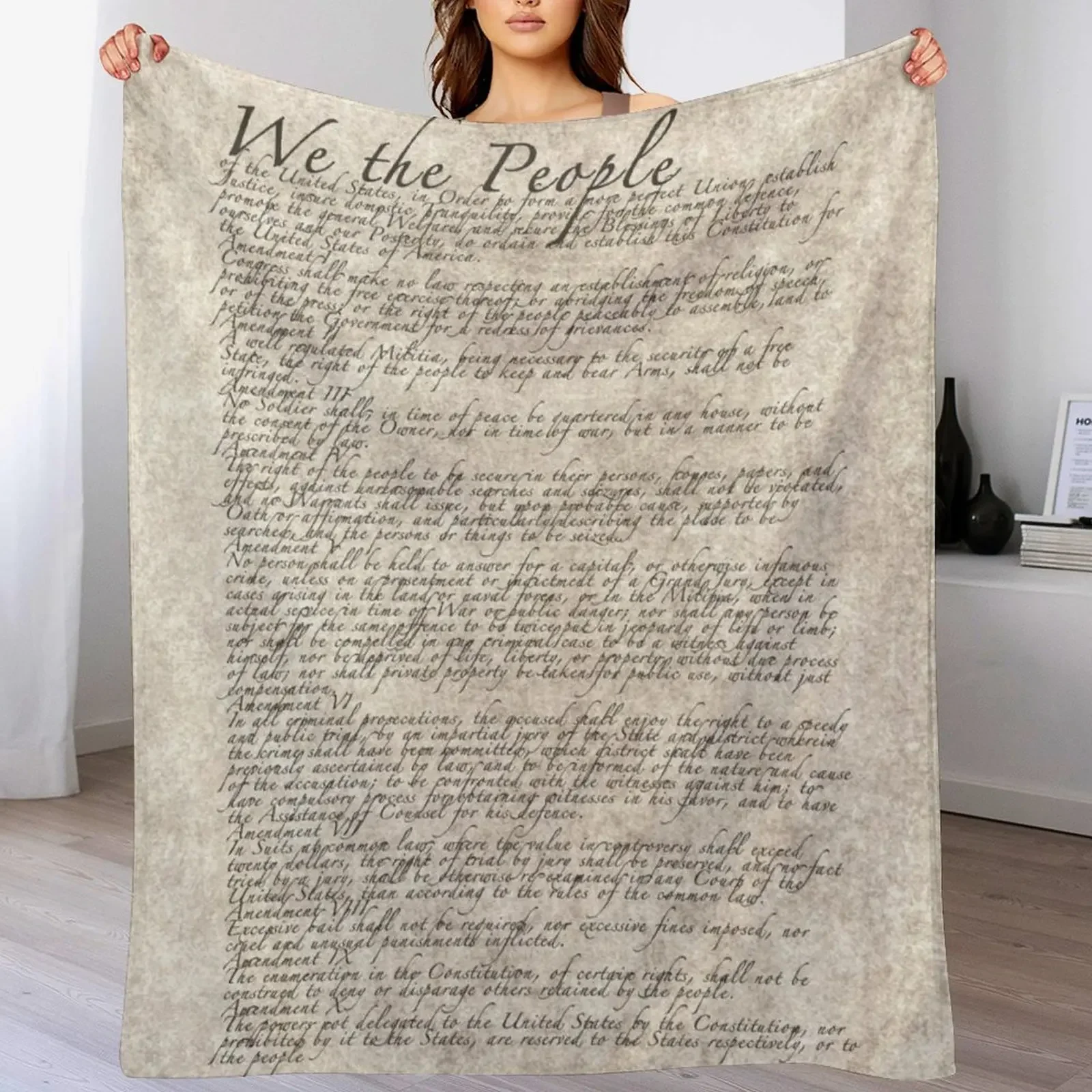 

US Constitution The Bill of Rights on parchment paper Throw Blanket Lightweight Cozy Blanket for Bed Sofa