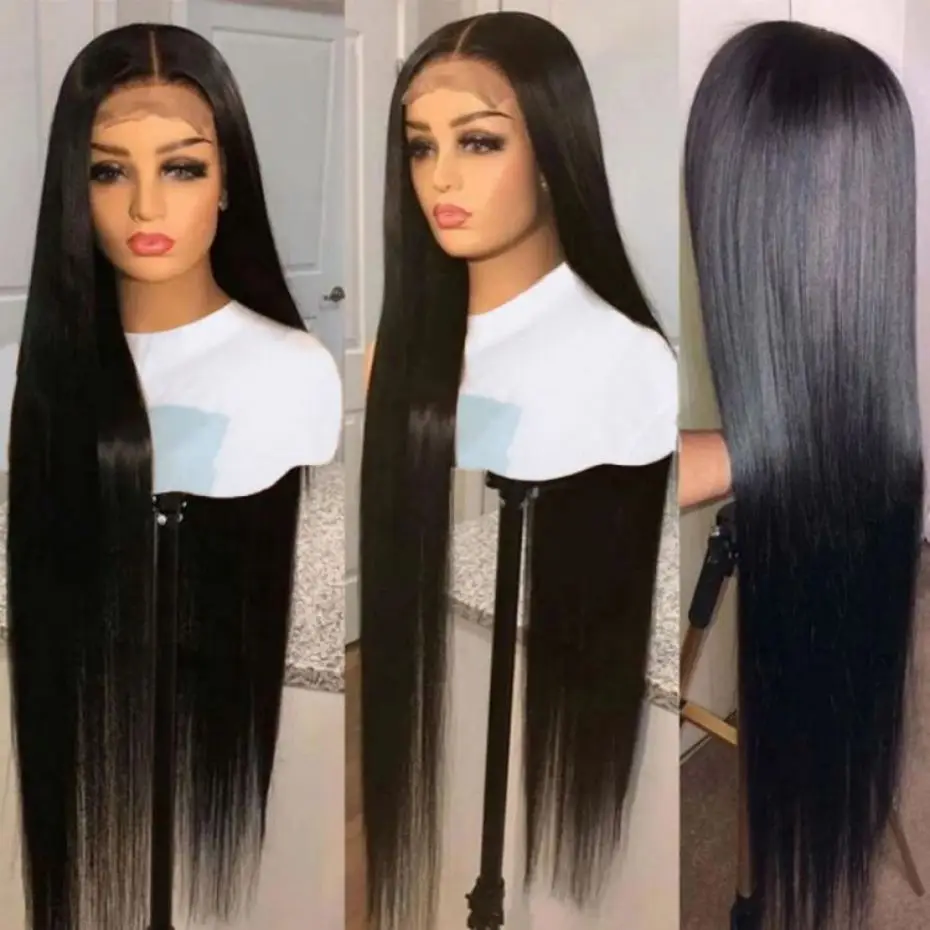 13x4 13x6 Glueless Brazilian Transparent Lace Front Wigs Human Hair Pre Plucked Bone Straight HD Lace Wig For Women MYLOCKME