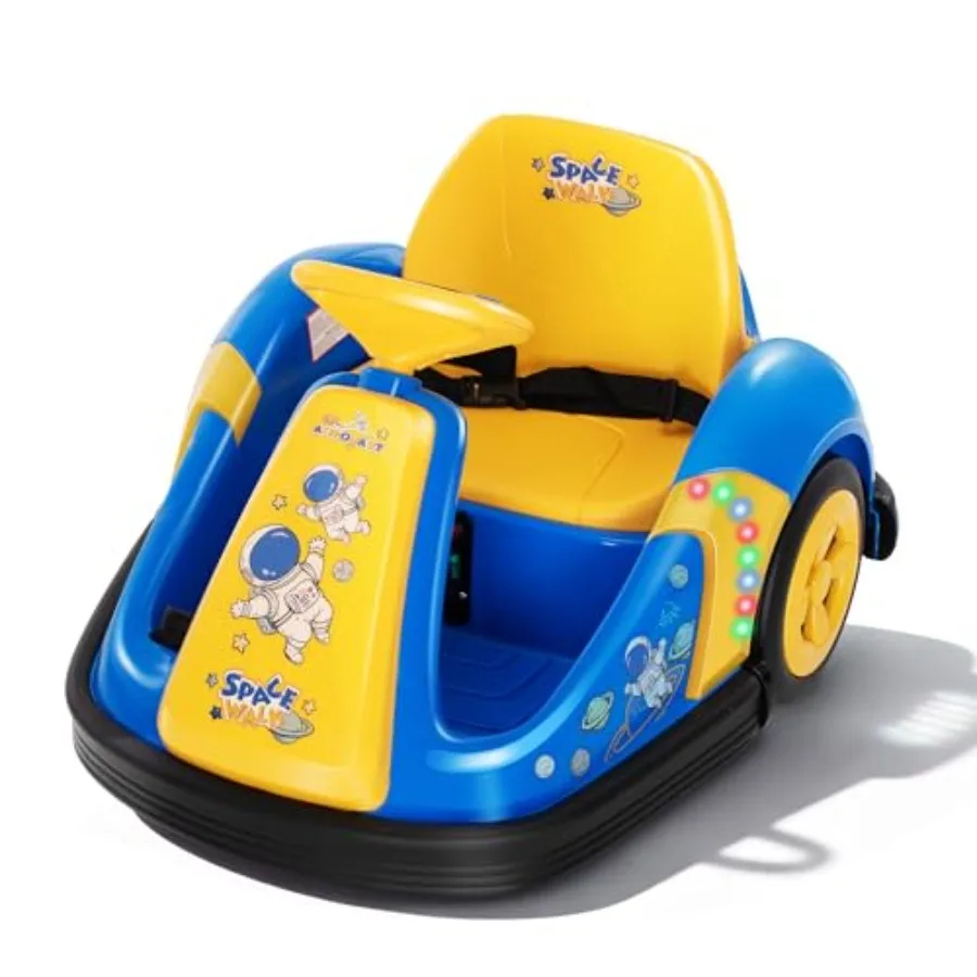 

Электрический бампер-кар 12В для малышей 0-5 лет с пультом управления, 3 скорости, большие колеса, вращение на 360°, музыка, LED-подсветка, защита от опрокидывания