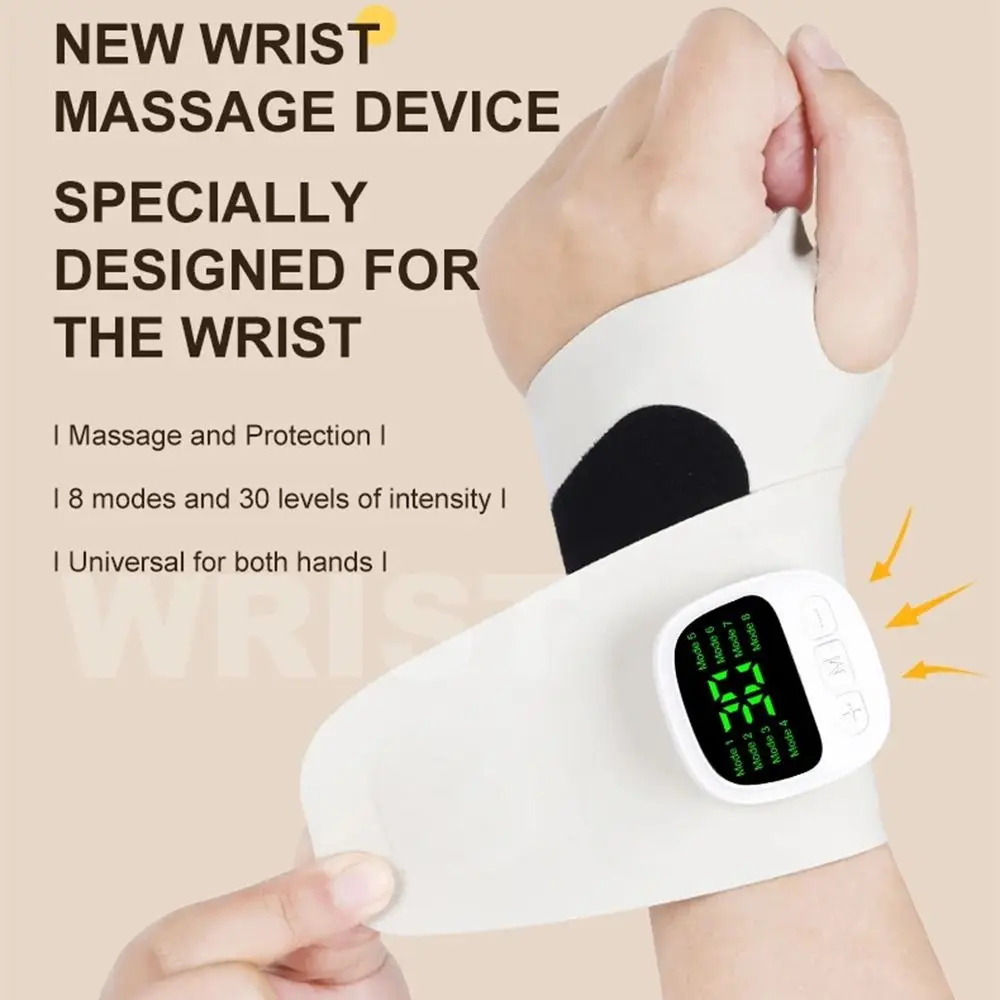 Cordless Wrist Massager 8 Mode Vibration Relieves Hand Massager Elastic USB Rechargeable Hand Massage Instrument Relax Muscle
