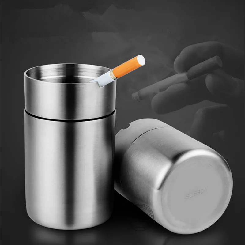 Detachable Stainless Steel Ashtray Creative With Lid Windproof Car Ashtray Fashion Business Gift Send Boyfriend Home Decoration