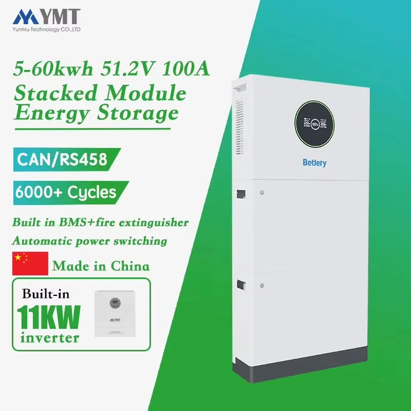 5KWH 51.2V Stackable Lithium Battery Pack CAN 25kw Hybrid Inverter HV Controller High Voltage Lifepo4 BMS For Solar
