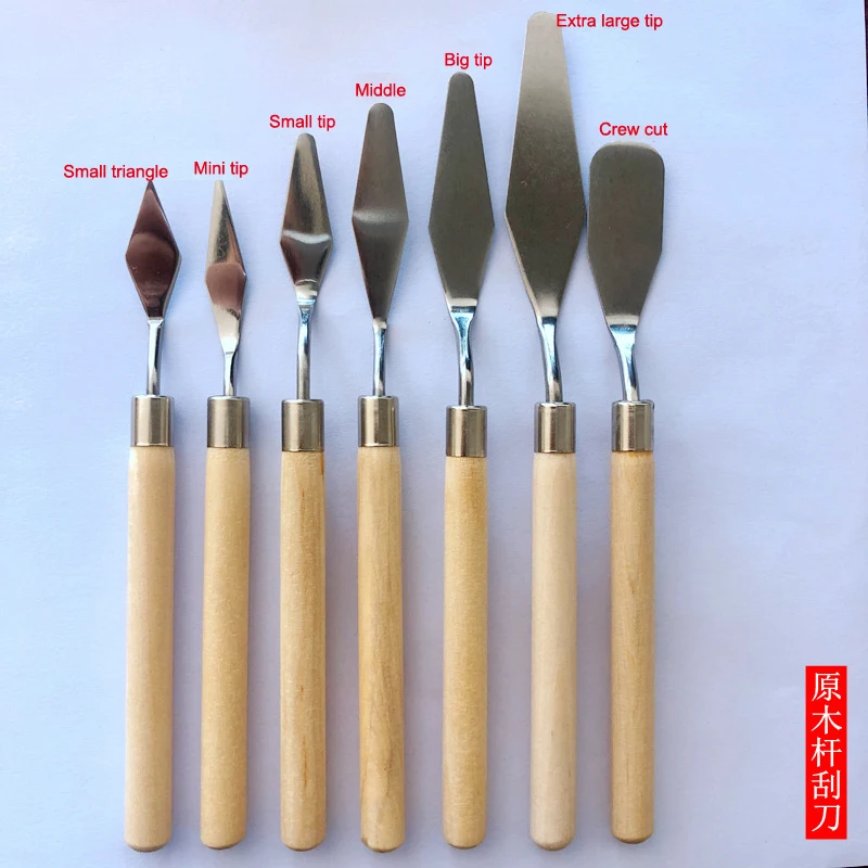 [ZY]7Pcs/Set Stainless Steel Oil Painting Knives Artist Crafts Spatula Palette Knife Oil Painting Mixing Knife Scraper Art Tools
