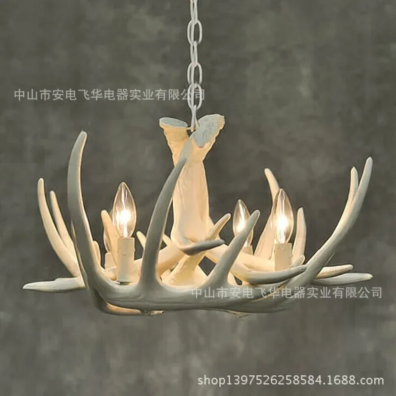 White antlers antlers chandelier lamp light bar Nordic countryside villa antlers European chandeliers chandelier