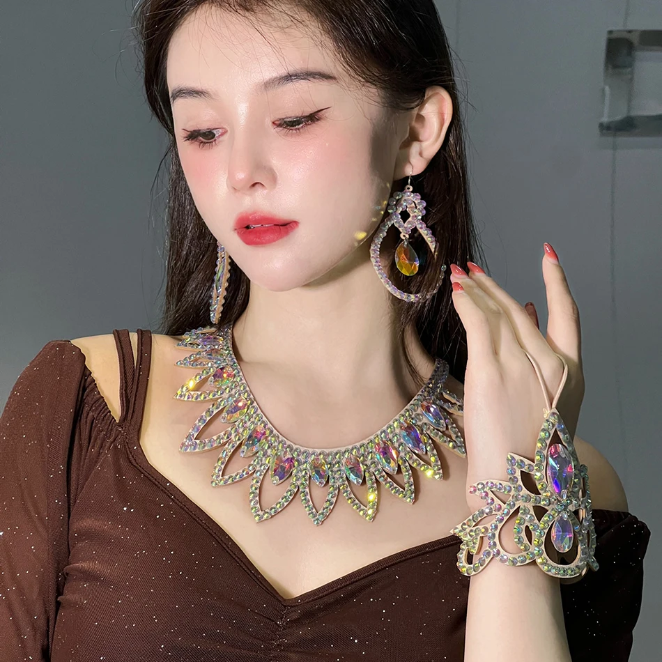 Belly Dance Necklace Handmade Hot Diamond Performance Oriental Dance Set Necklace Accessories