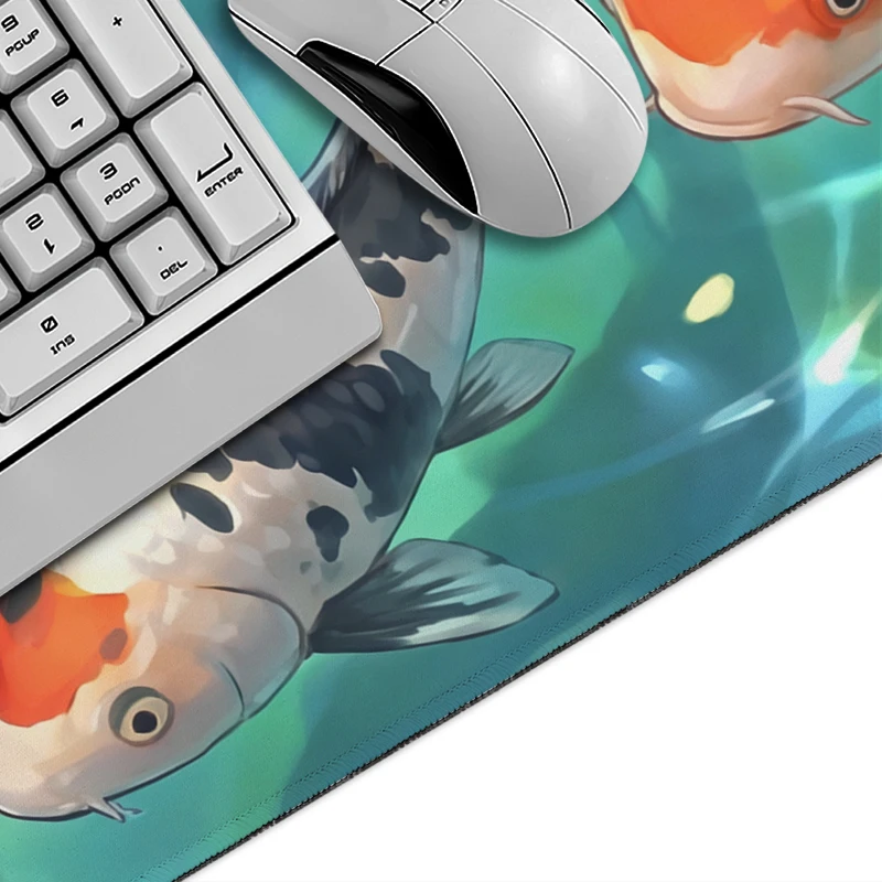 Mouse Pad Lotus Flower Koi Pond Gamer printon demand HD Mousepad XXL Mechanical Keyboard Pad Non-Slip Natural Rubber Mice Pad
