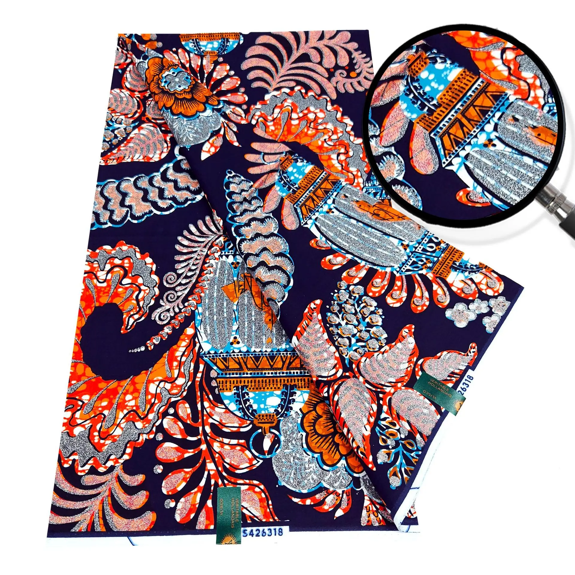 أحدث تصميم قماش شمع أفريقي فائق لخياطة فستان الزفاف الفاخر مسحوق ذهبي مطبوع قماش شمع عالي الجودة 100% قطن