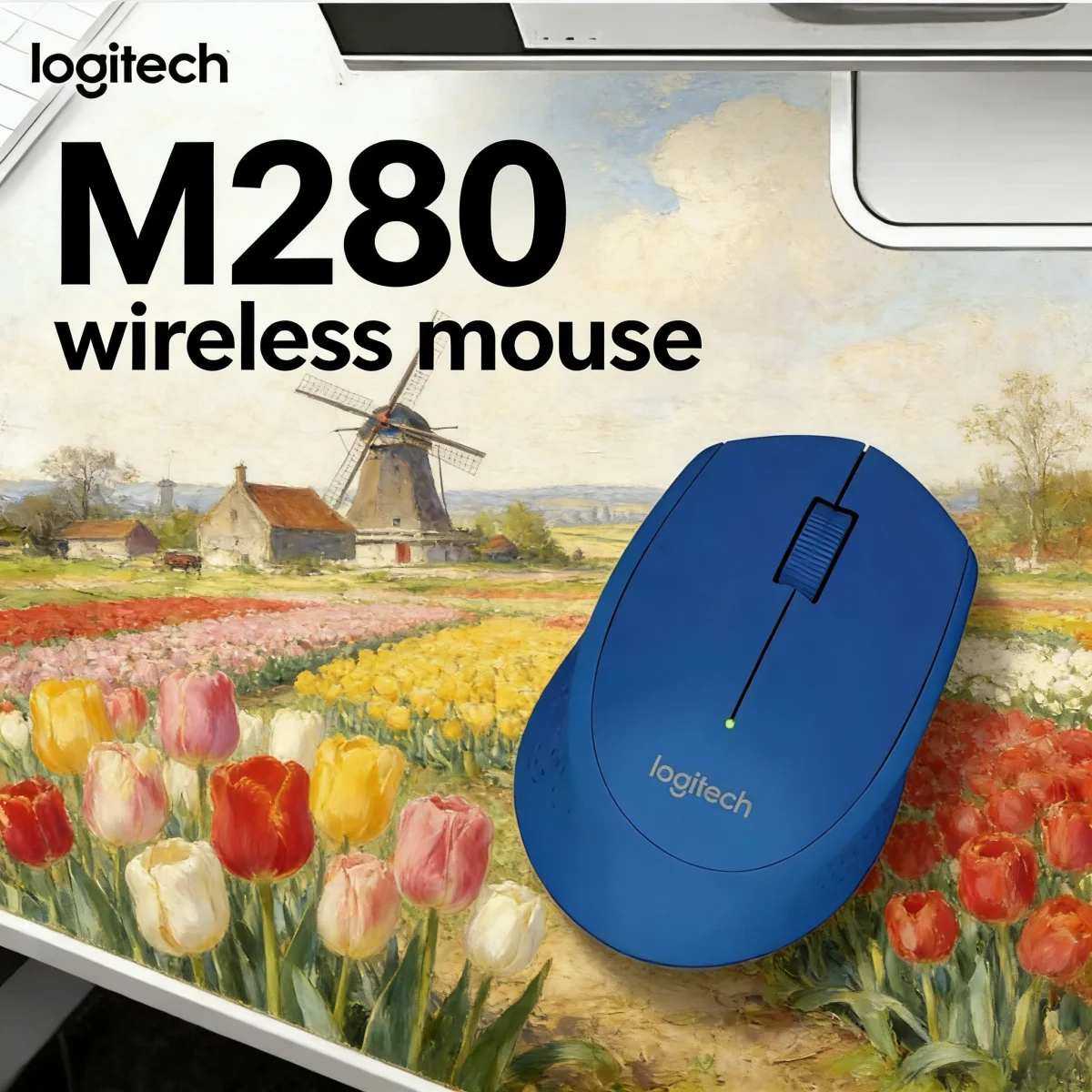 

M280 Ergonomic Wireless Mouse - Right-Handed Comfort Grip 1000 DPI Optical Mouse with 18-Month Battery Life USB Plug-and-Play