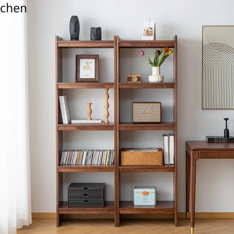 ZML Solid Wood Bookshelf Simple Shelf White Oak Multi-layer Bookcase Wood