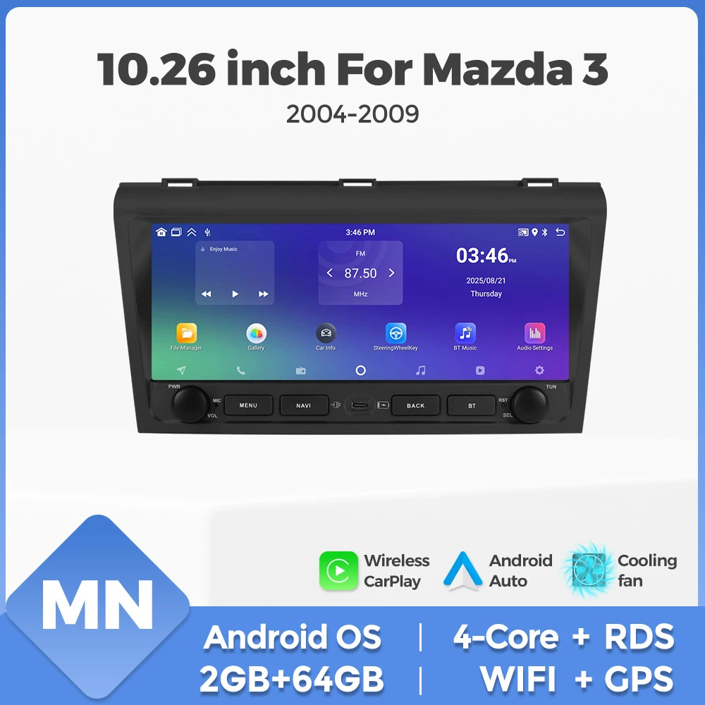 10.26inch Car Radio For Mazda 3 2004 2005 2006 2007 2008 2009 Carplay GPS Central Multimedia Player Intelligent car audio system