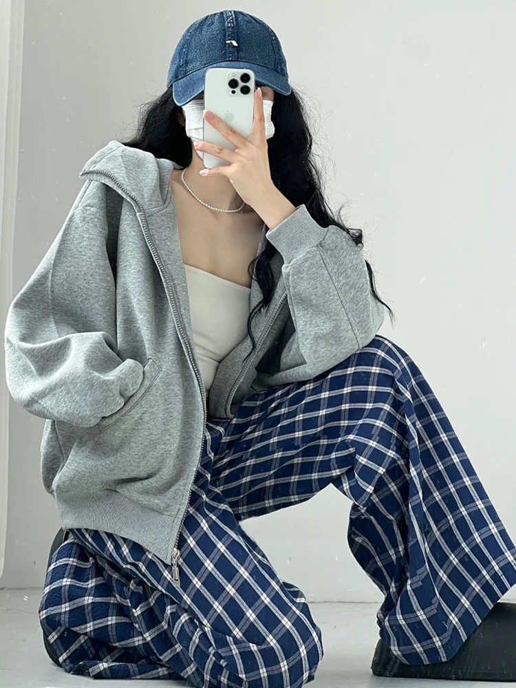 Süßer und cooler Kapuzenpullover Jaet Damen Loose Fit ey Open Cardigan Small Size Casual Vielseitiges Long Sve Sweatshirt