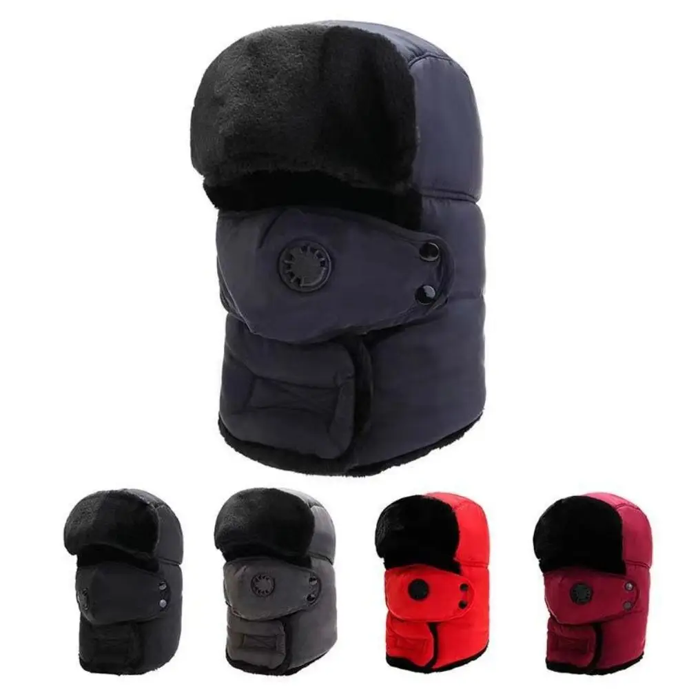 Outdoors Thick Bomber Hat Plush Warm Winter Hat Bonnet Windproof Beanie Russian Caps for Men Women