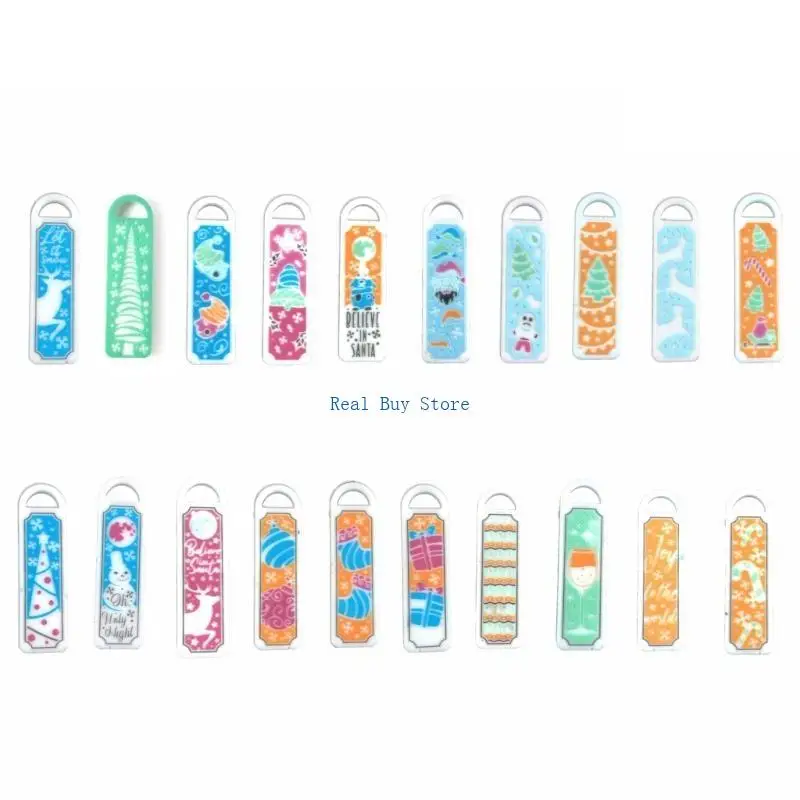 

U13D Christmas Bookmarks Collection Molds Epoxy Resin Mold DIY Keychain Decor Pendant Jewelry for Christmas Day Party Gifts