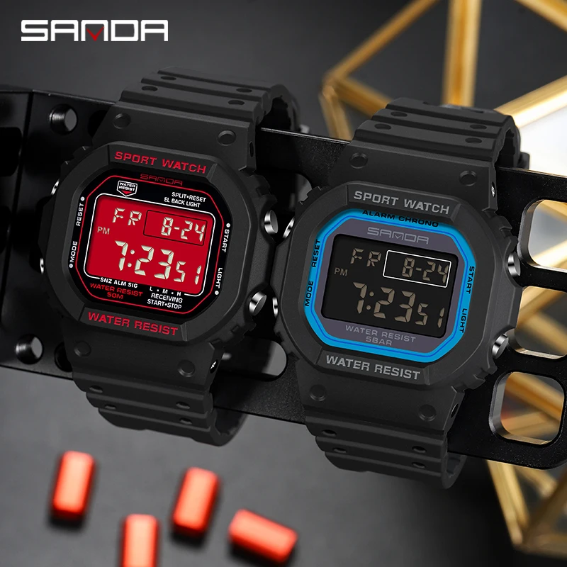 2022 Sanda Top Brand Digital Watch Men Sports Watches For Shock Waterproof Running Stopwatch Military Led Electronic Clock Wrist