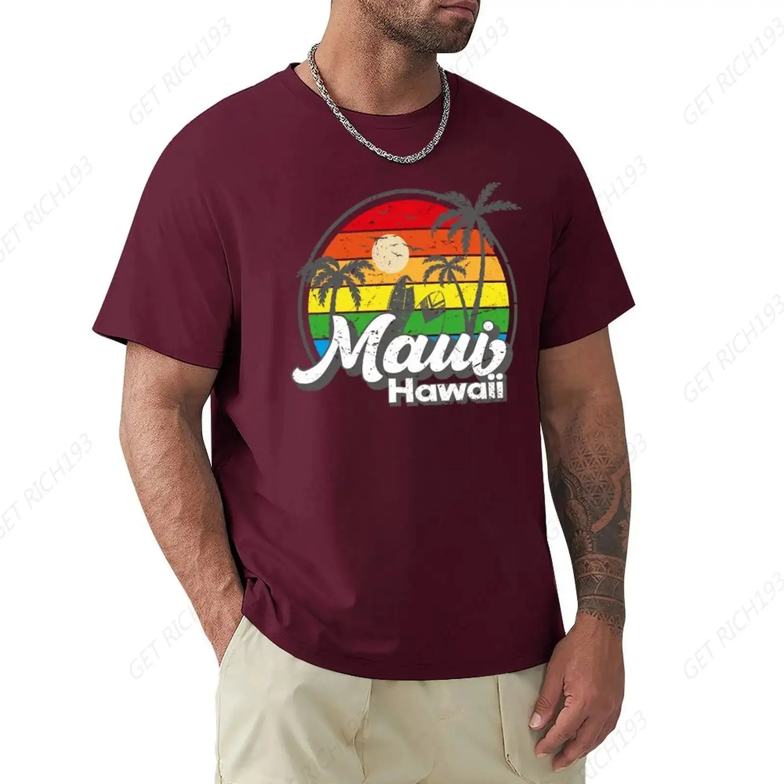 

Vintage 80s Maui Hawaii T-Shirt Boys Whites Customs Korean Fashion Mens Graphic T-Shirts Funny Tee