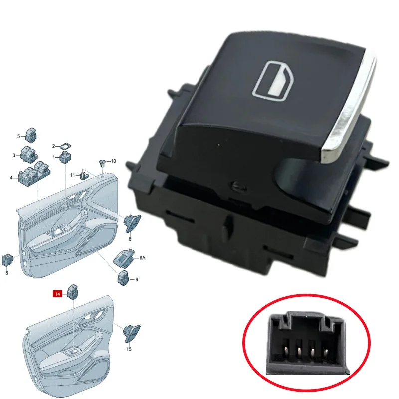 Botón de interruptor de la ventana lateral del pasajero chrome plated for SEAT LEON 5G0959855C