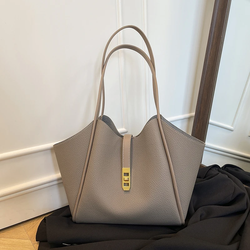 

Большая вместительная повседневная женская сумка на плечо, дизайнерская кожаная сумка высокого качества, элегантная и модная женская сумка