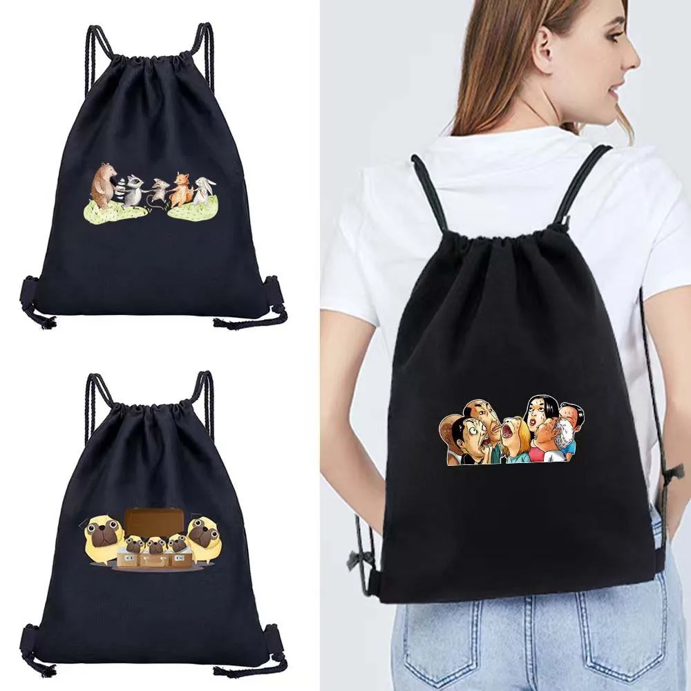 

New Fashion Backpack Unisex Cartoon Pattern Printing Daily Outdoor Fitness Sundries Bag Drawstring Backpack.