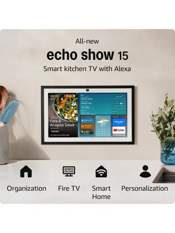 All-new Amazon Echo Show 15 | A stunning HD 15.6" smart kitchen TV for home organization with Alexa