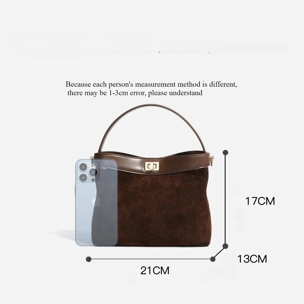 Motingsome Retro Autumn New Suede Leather Handbag Woman Luxury Designer Shoulder Messenger Bag Mini Satchel Saddle Pouch 2024