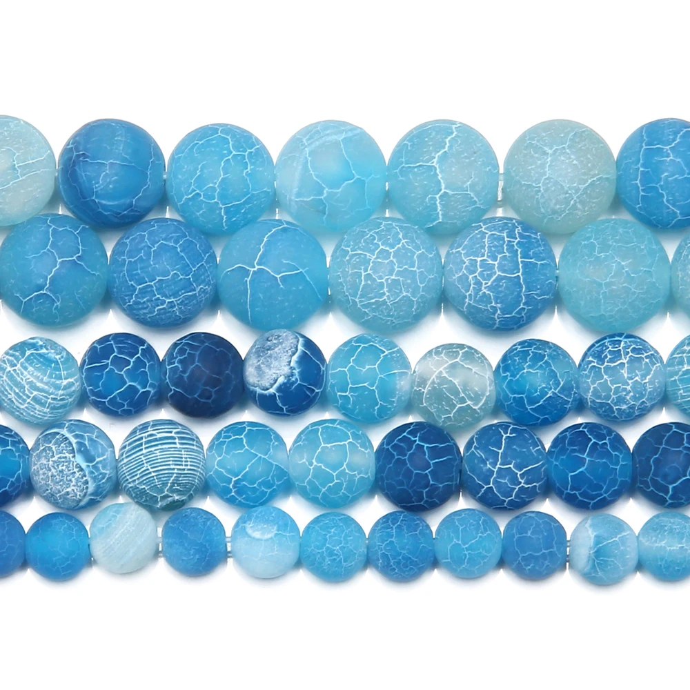 Natural Stone Frost Crab White Agate Round Loose Beads 4 6 8 10 12MM Pick Size For Jewelry Making