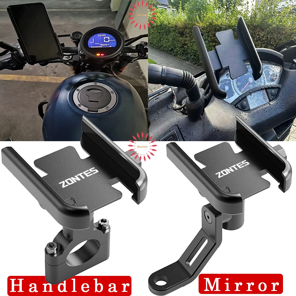 Handlebar Mirror Mobile Phone Holder For Zontes G1-125 ZT125-G1 ZT125 ZT125-G2 125-U 125-U2 ZT-125U 155U Accessories Metal CNC