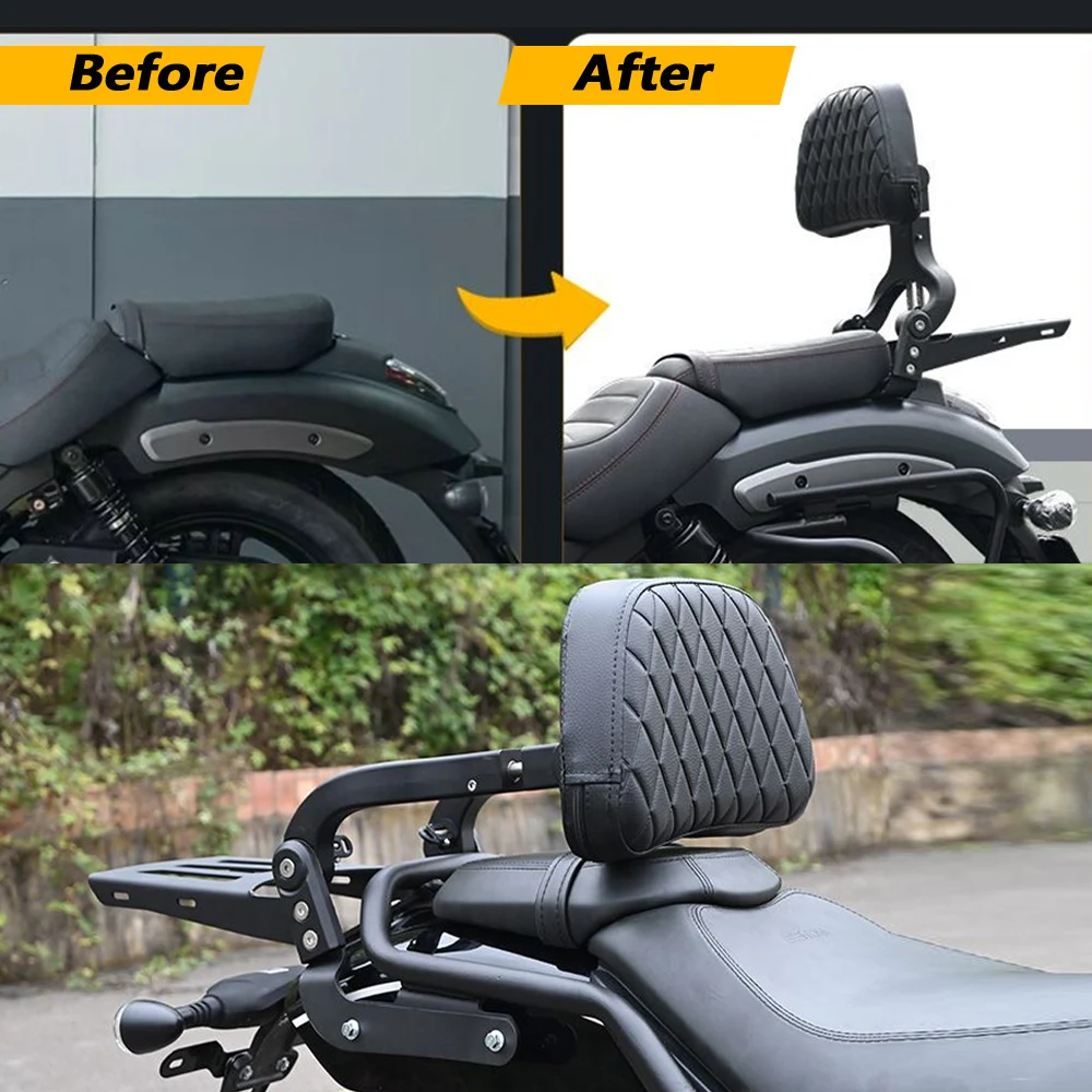 New style Backrest For For QJMotor SRV400 SRV 400 AMT Folding Backrest Modification Aluminum alloy foldable lumbar support