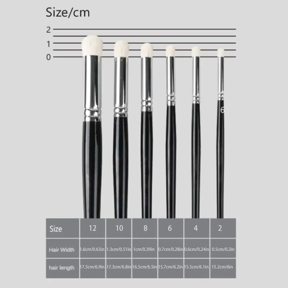 6-piece Dry Brush Set Short Round Wool Hair Oil Painting Watercolor Painting Mold Handmade Ceramic Model Real Techniques Brush