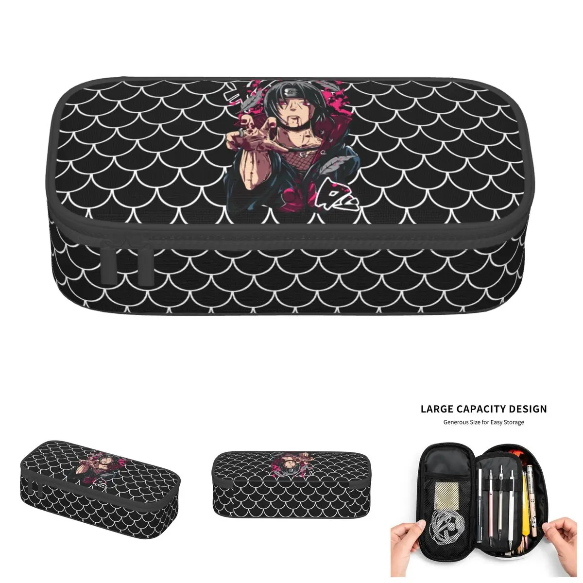 

Аниме-пенал N-Naruto Itachi Uchiha Kawaii для девочек и мальчиков, вместительный пенал для карандашей, школьные принадлежности