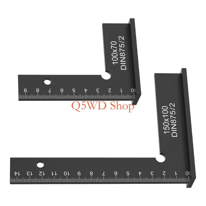 Q5WD 2Pcs High Accuracy Aluminum Right Angles Measuring Tool 100Mm and 150Mm Size Engineer Square Ruler