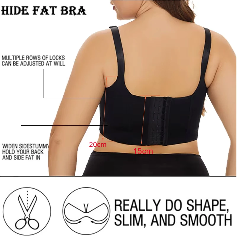 GUUDIA Back Smooth Out Shaper Bra Plus Size Wide Band Bras Shapewear Back Fat Smooth Underwear Top Breast Shapers F Cup 3019