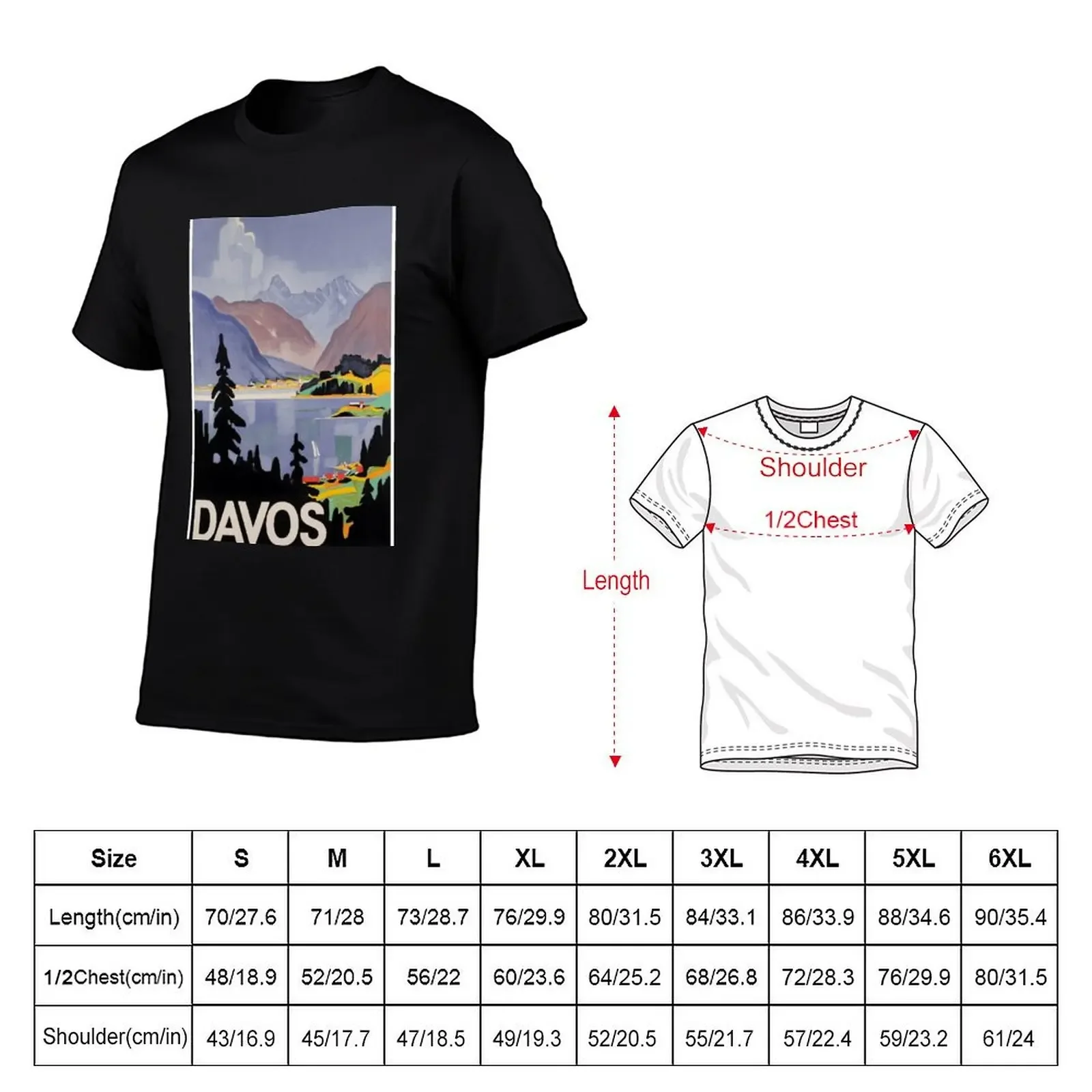 Davos Switzerland Vintage Travel Poster T-Shirt tees sublime t shirt for men