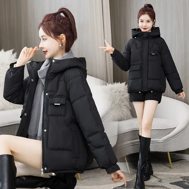 

2023 New Winter Jacket Womens Parkas Thicken Warm Cotton Coat Korean Hooded Down Cotton Parkas Coat Student Outwear Puffer Parka