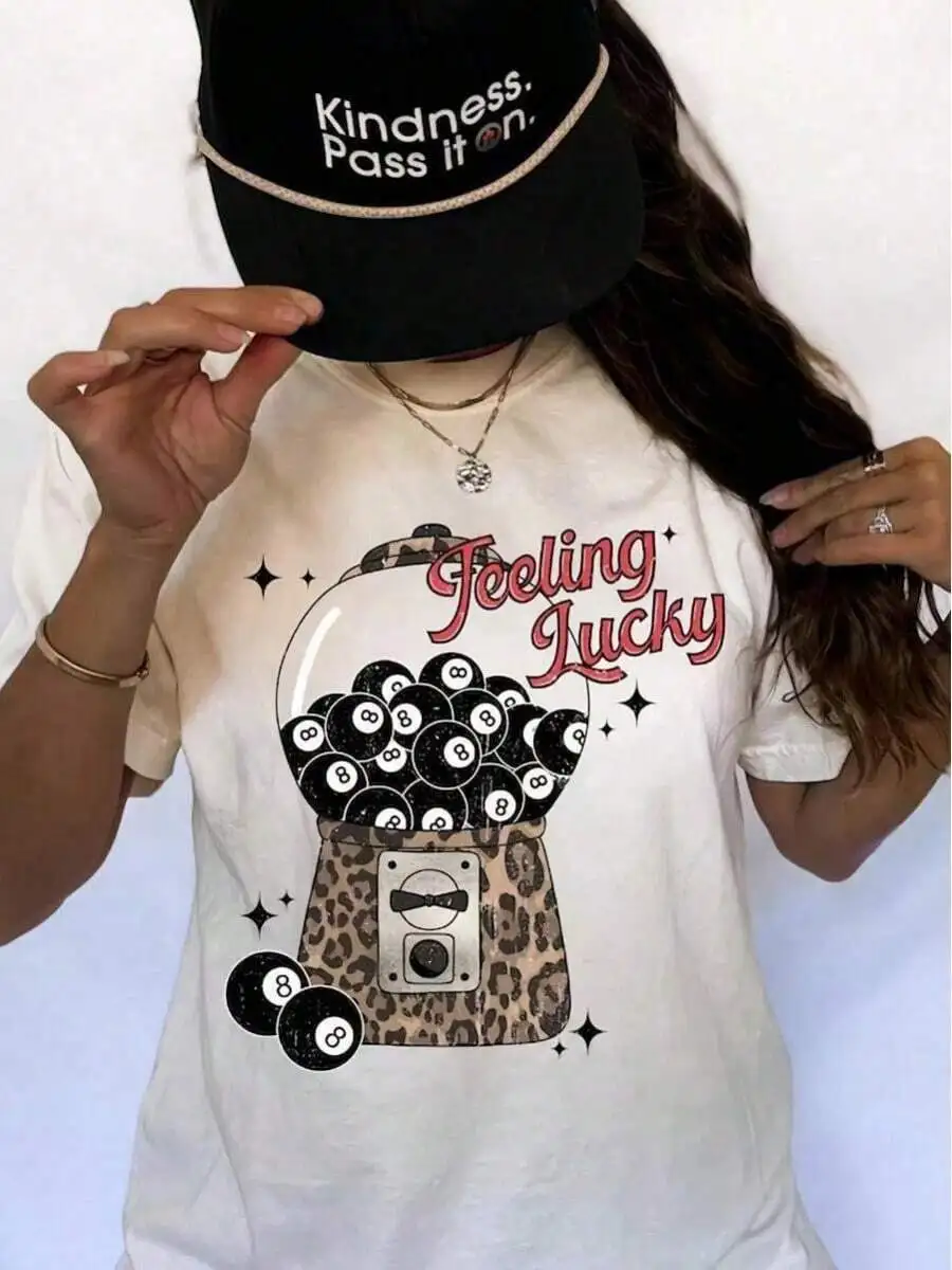Cherry Graphic T-Shirt For Women, Casual Short Sleeve Crew Neck Printed Tee, Aesthetic Y2K Summer Top, Holiday Vac