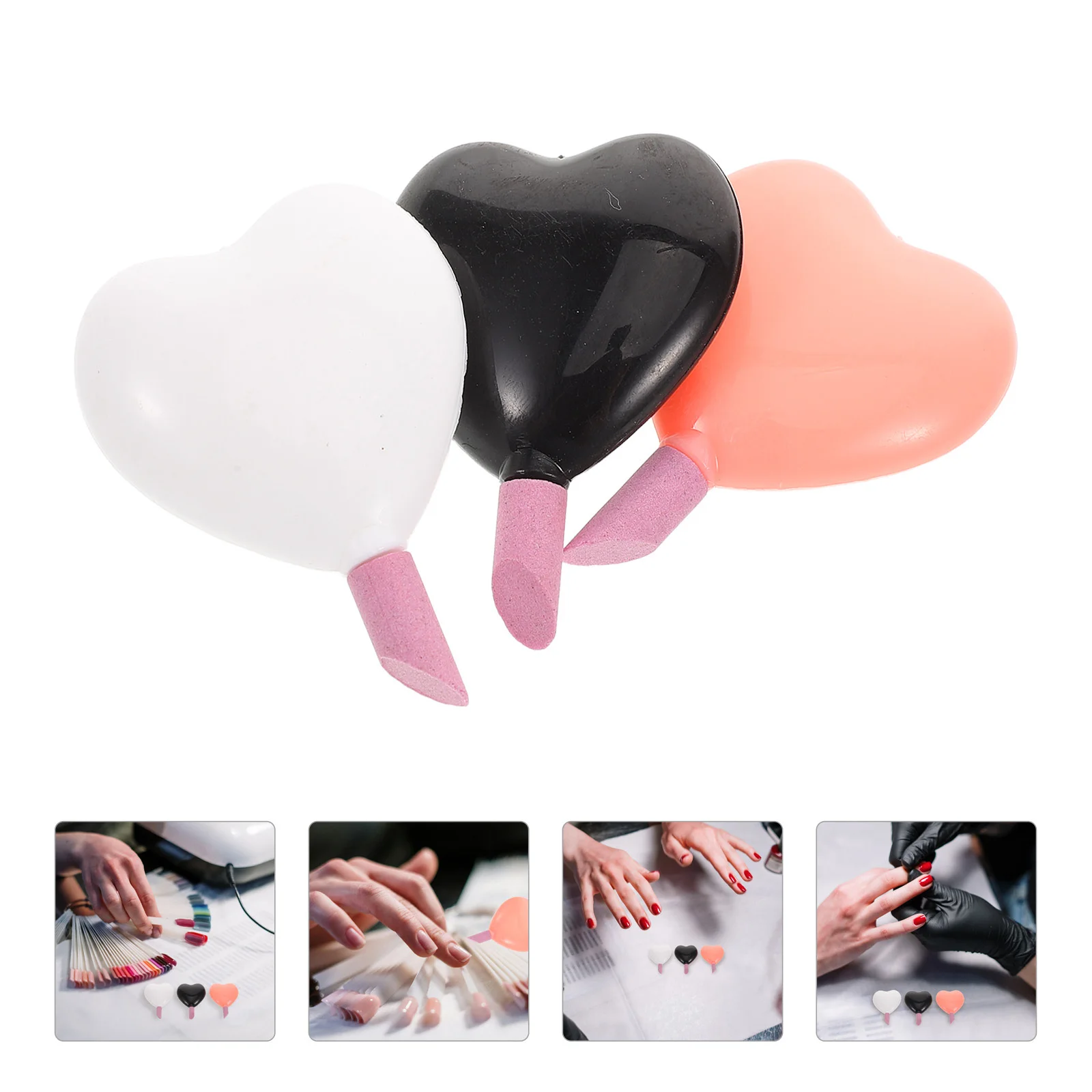 

6Pcs Nail Care Tool Set Heart Topper Portable Pumice Stone Buffer Cuticle Pusher Polishing Pen Manicure Pumice Nail Buffer Pen