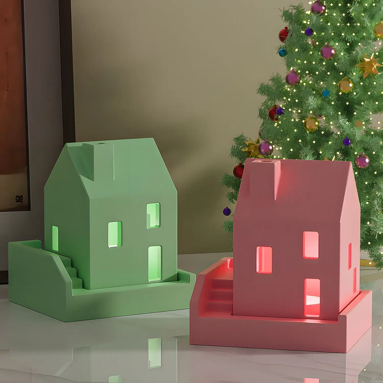 

Staircase House Silicone Molds DIY Christmas Chimney House Gypsum Plaster Concrete Mould Craft Ornament Epoxy Resin Mold Tools