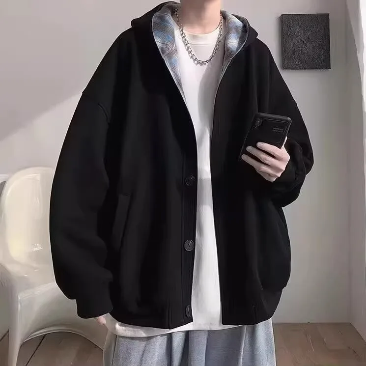 

Spring Autumn Men's Hoodie Jaet Non-Magnetic No Iron Student Casual Wear Polyester Fiber Long Sve Youth Faion