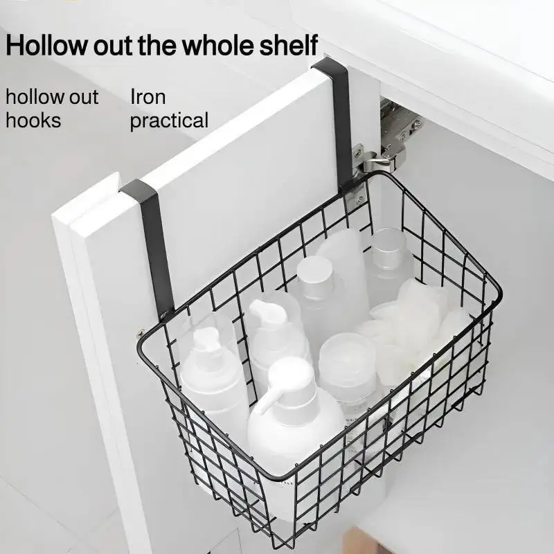 

Rear Grid With Hook Bathroom Kitchen Balcony Cabinet Door Rack Hanging Basket Storage Organizer