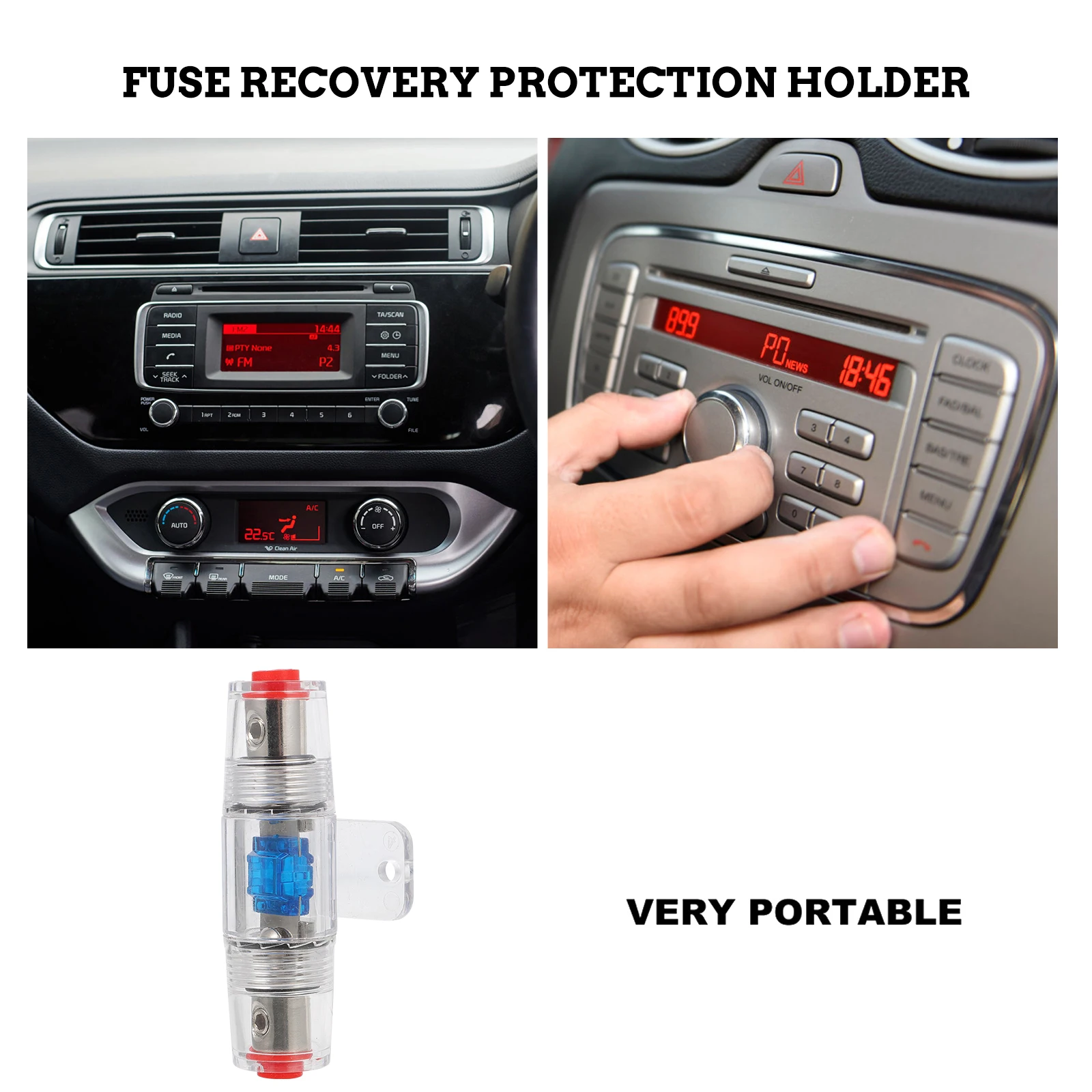 

Car Speaker Fuse Holder Polycarbon Plastic Zinc Alloy Nickel Plated Thickened Material High Temperature Resistant Shell Power
