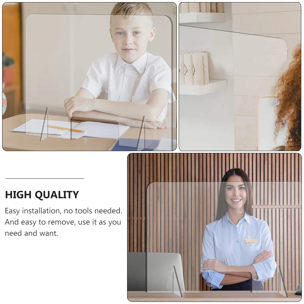 

Acrylic Partition 40x40cm Sneeze Guard Protective Shield Barrier Screen Divider Self Standing Clear Panel Desktop Easy Install