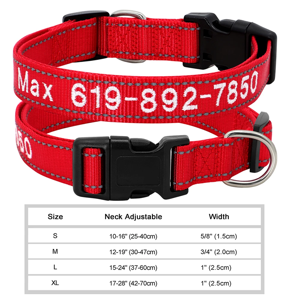 Verstelbare Nylon Geborduurde Halsband Aangepaste ID Naam Accessoires Huisdier Halsbanden Voor Kleine Middelgrote Honden Huisdieren Benodigdheden Perro - afbeelding 1