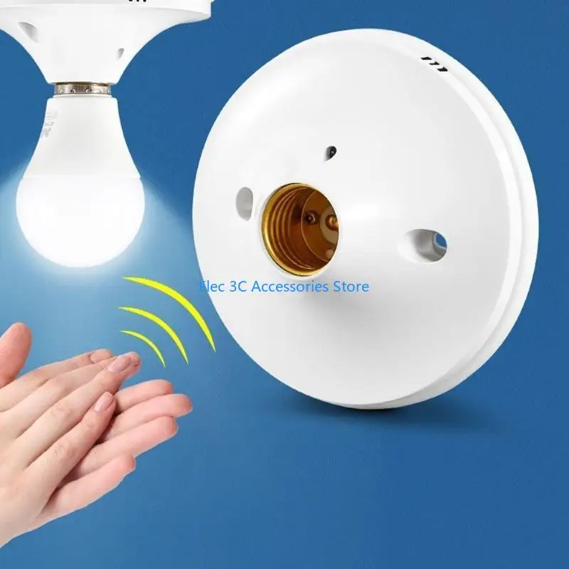 Y51A White E27 LED Light Bulb Holder Round Lamp Head Socket Standard E27 Mount Base