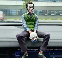 Joker Heath Ledger Action Figure Sitting Green Suit Handheld Joker Mask Car Doll Desktop Decoration Model Toy Children Xmas Gift