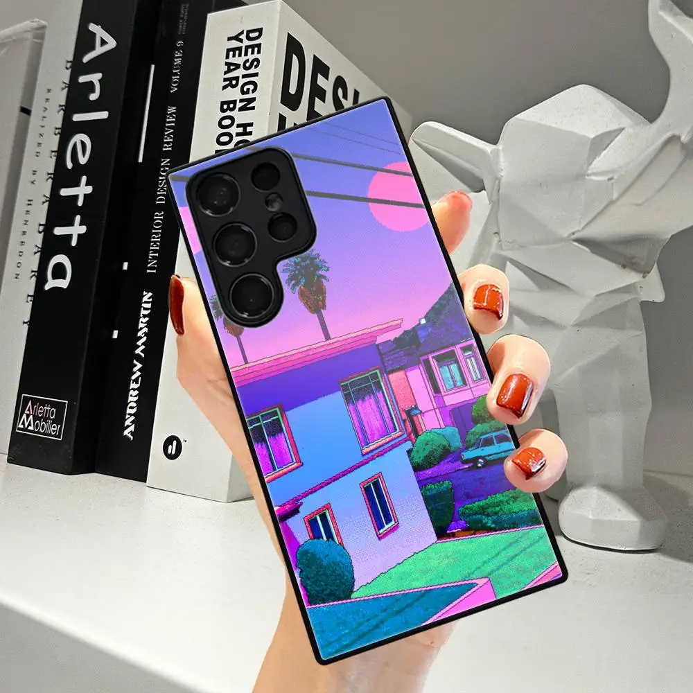 Cool Pixel Aesthetic Phone Case For Samsung Galaxy S26 Ultra S25 FE S24 S23 S22 Plus S25 Edge S21 Note20 Tempered Glass Cover
