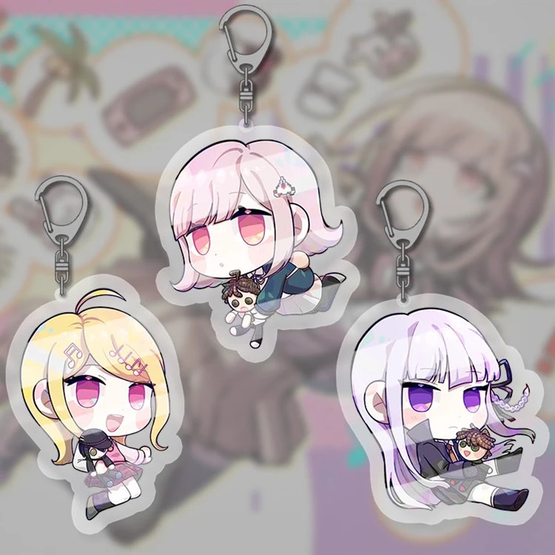 

Danganronpa SD Cute Chiaki Nanami Kaede Kyoko Kawaii Acrylic Key Chain Keyring Strap Figure Hanging Accessories Keychain